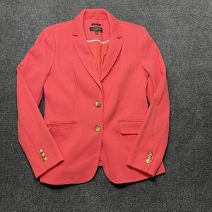 Talbots Aberdeen Blazer Jacket Womens 6 Pink Cotton Blend Gold Buttons Twill